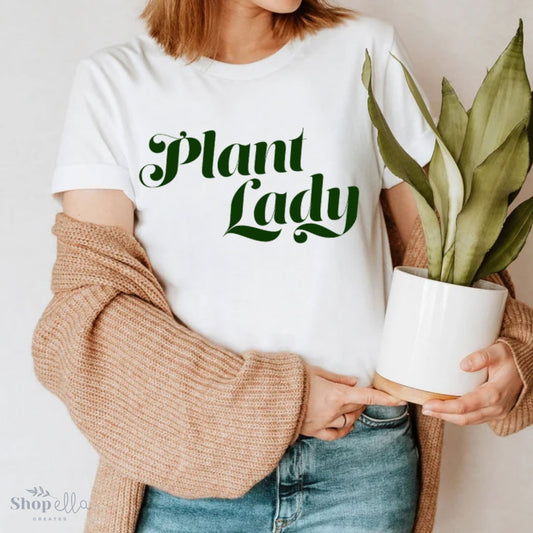 plant lady dark green on light color tshirt