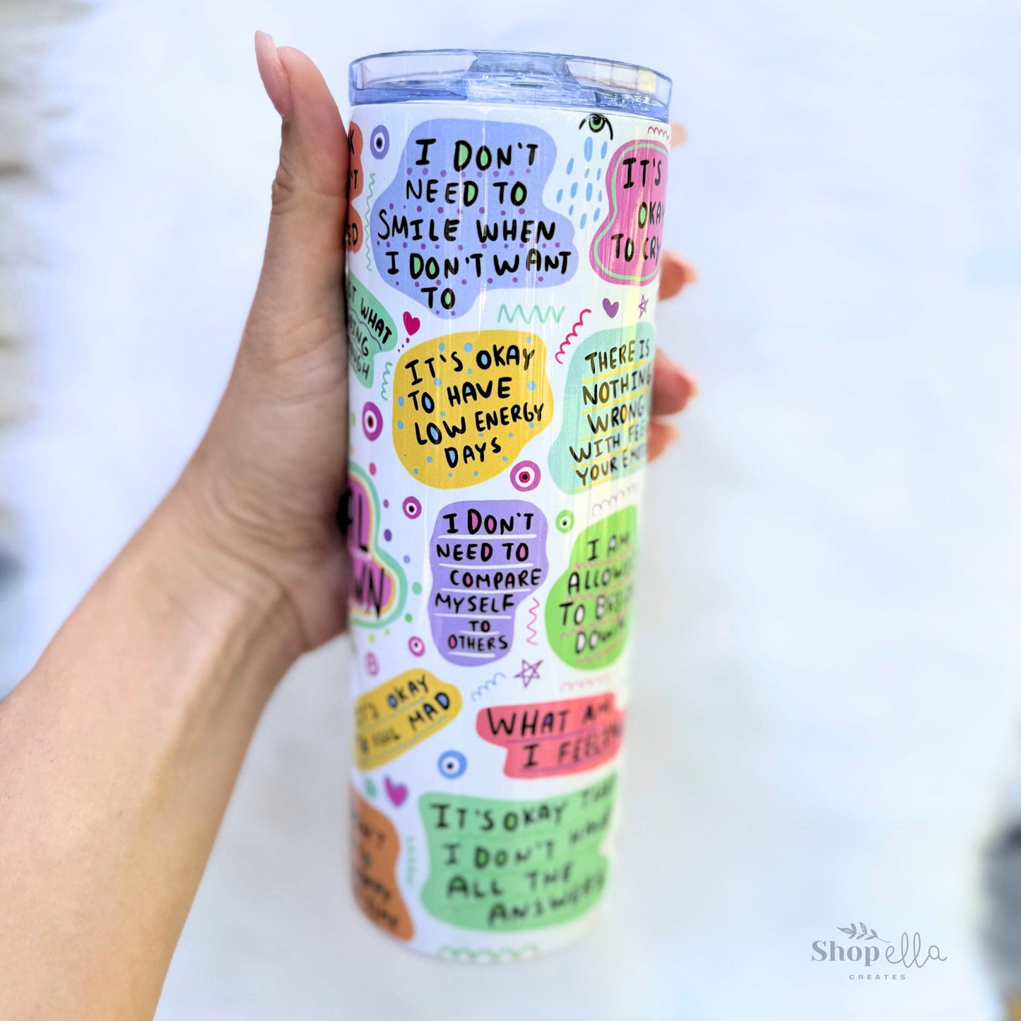 Our 20oz skinny tumbler "my mental breakdown cup" affirmations